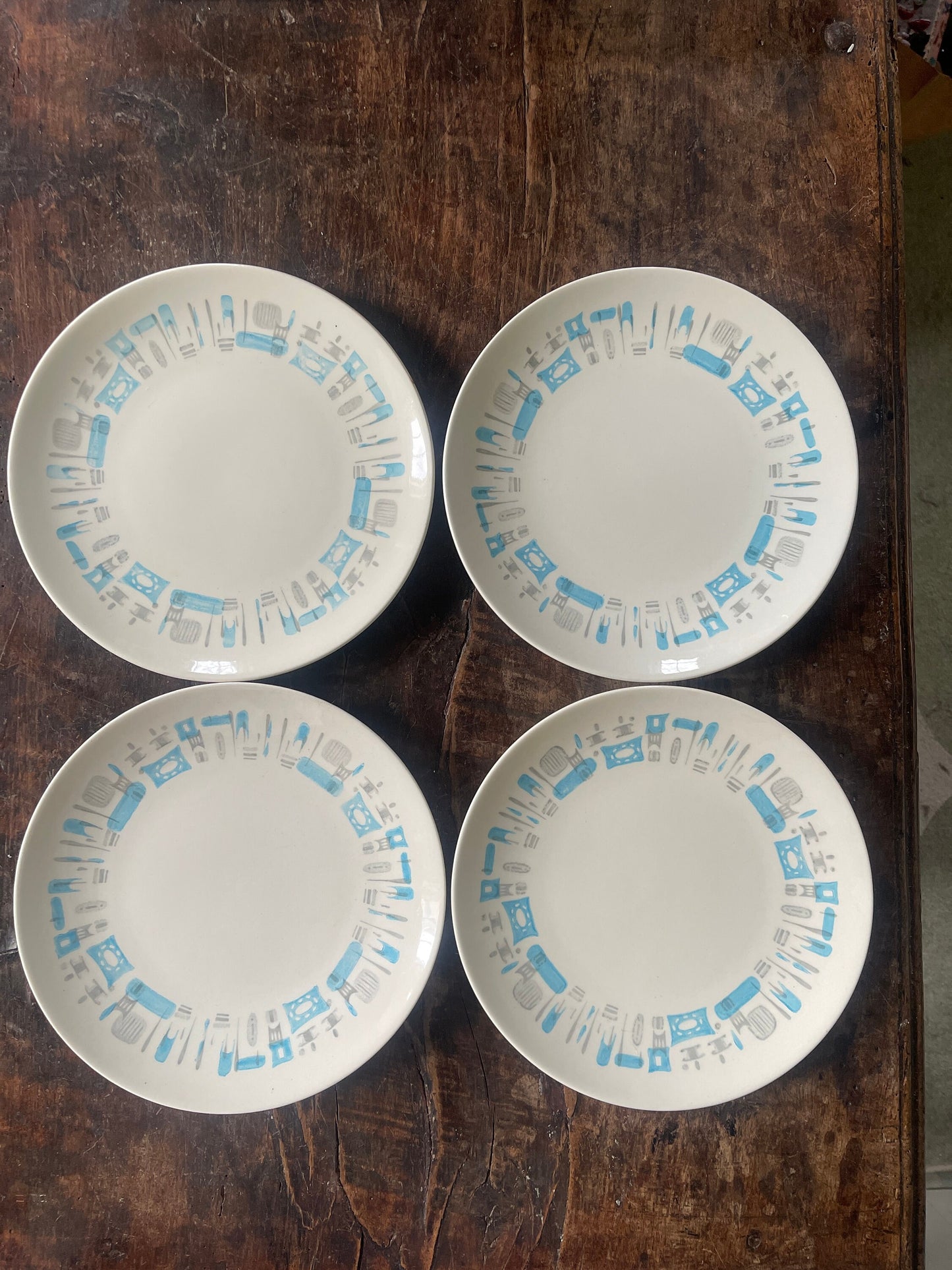 Set of Four (4) MCM Blue Heaven by Royal China 10 1/8” Plates