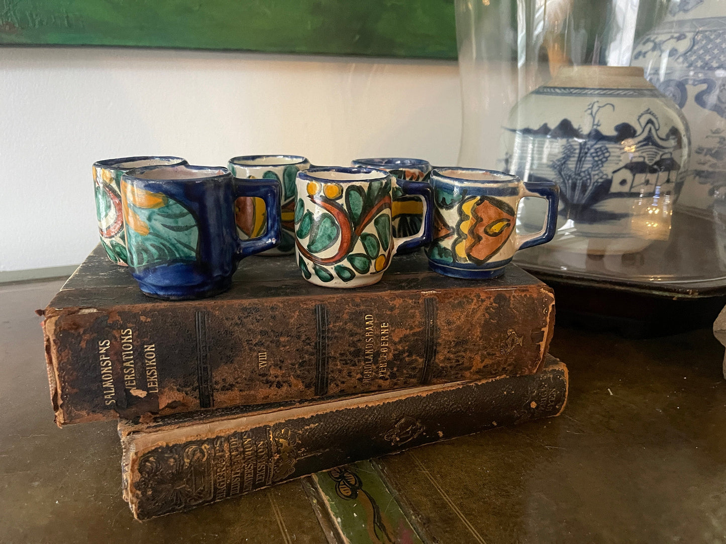 Set of Six (6) Vintage Mexican Pottery Espresso Cups