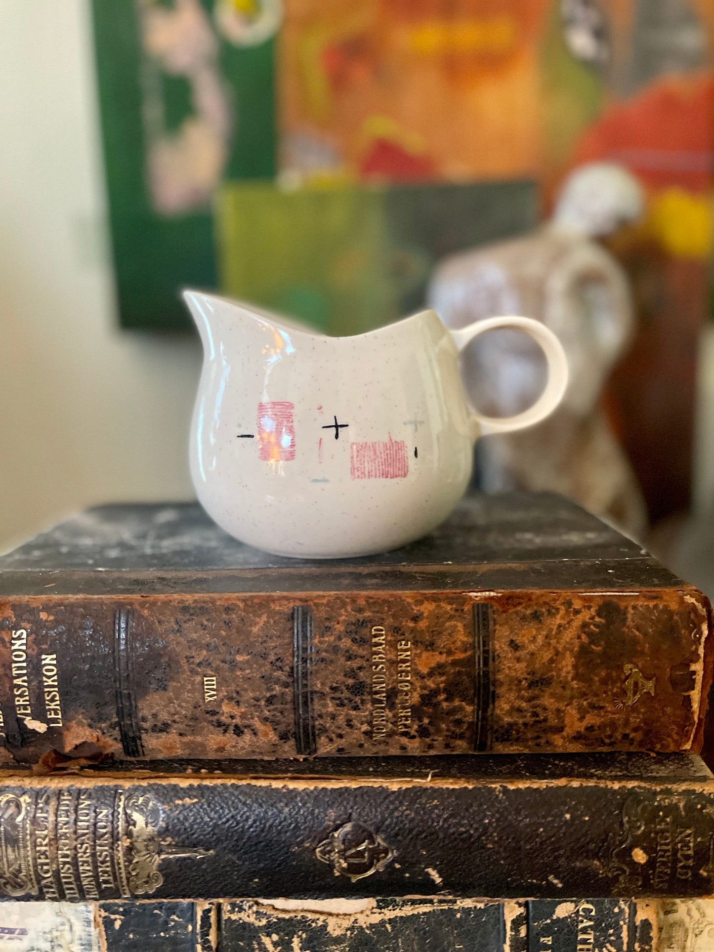 Vintage Round Creamer MCM Pink Vernonware California Tickled Pink Pattern