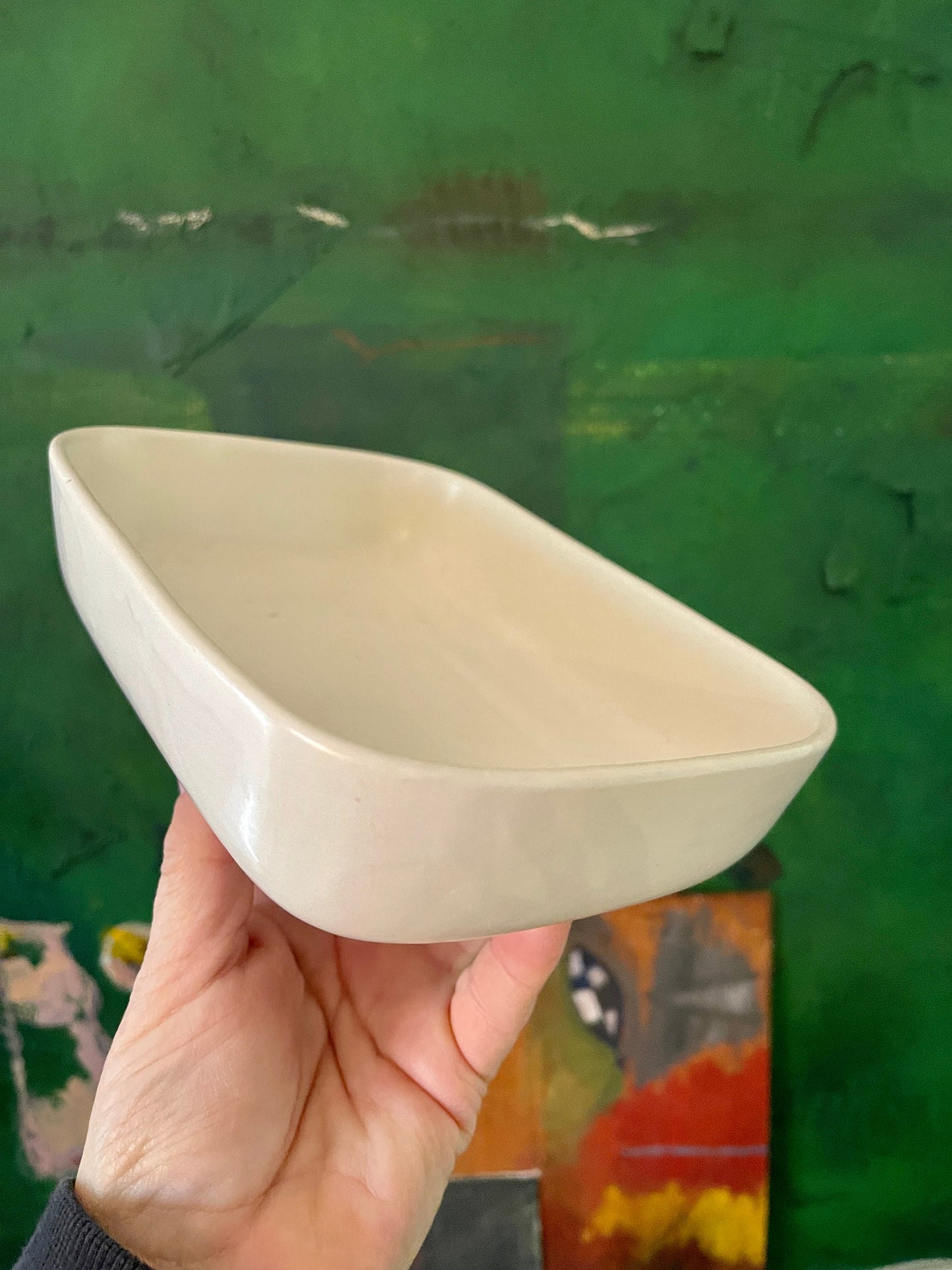 Vintage Mid Century Cream Low Planter by Hull