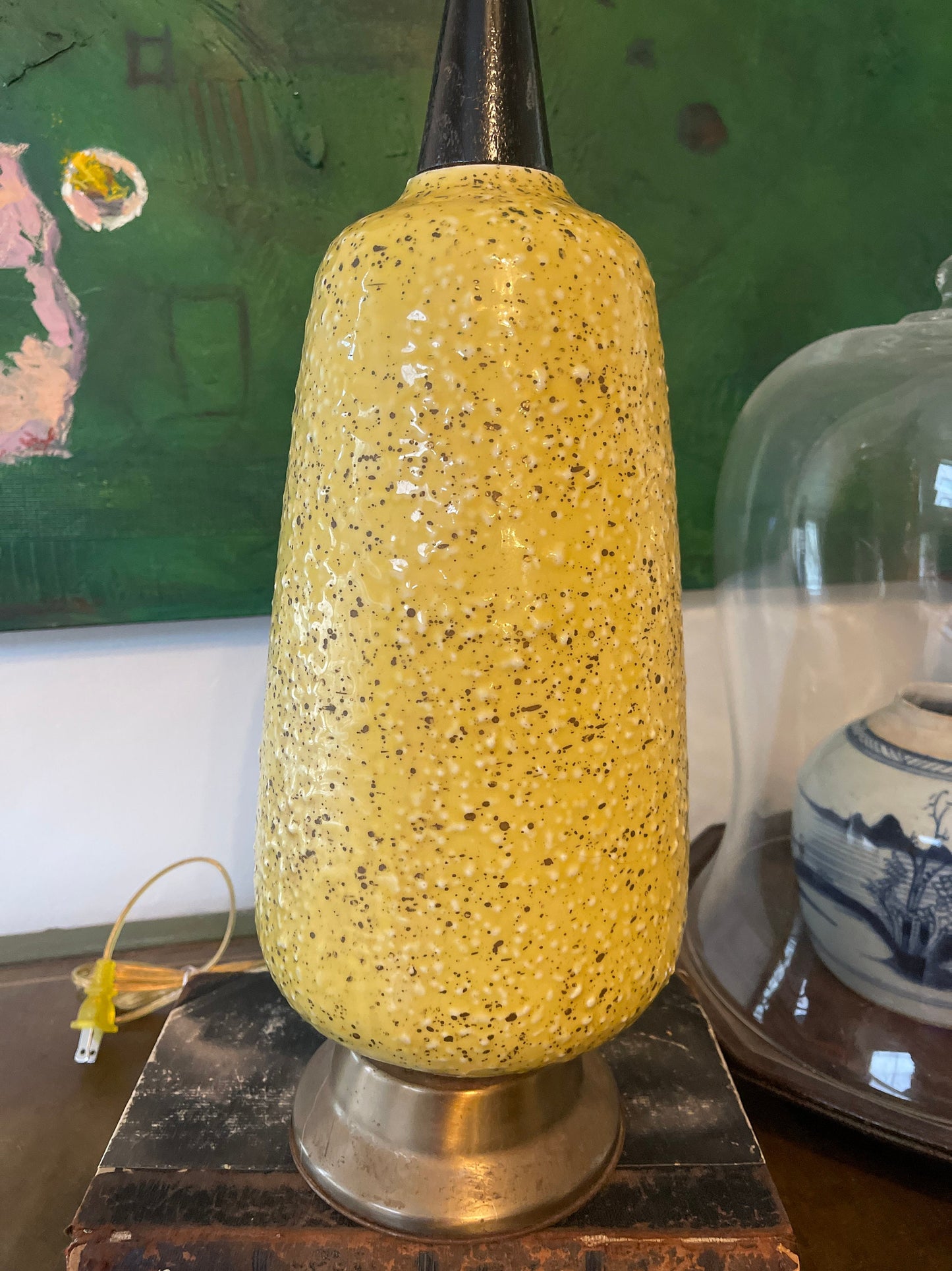 Mid Century Modern Yellow Textured Lamp