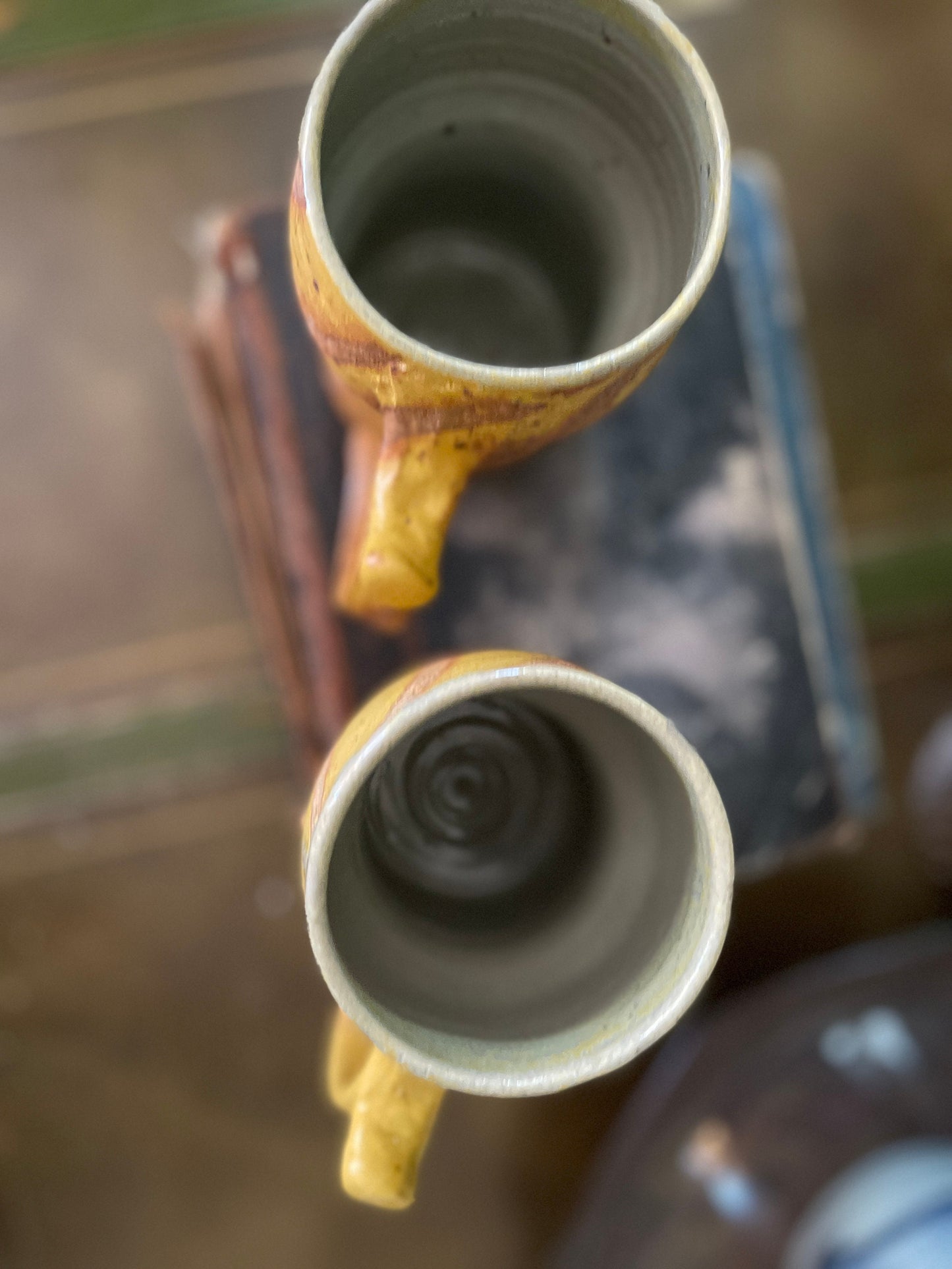 Vintage Pair of Studio Pottery Tall Mugs