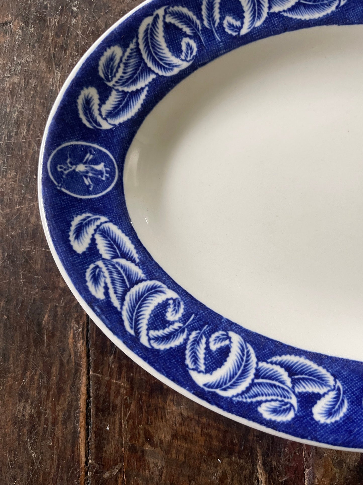 Vintage Blue and White English Duraline Oval Plate by Grindley Hotelware