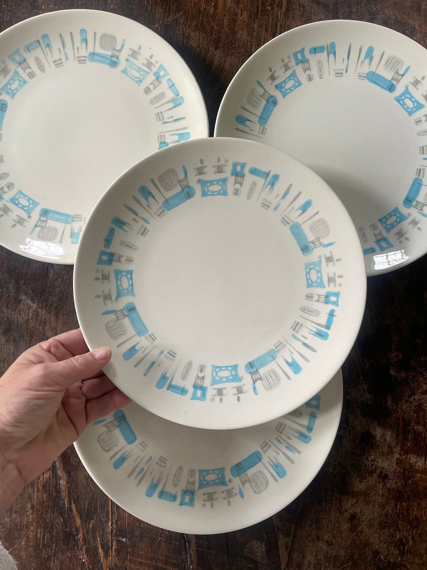 Set of Four (4) MCM Blue Heaven by Royal China 10 1/8” Plates