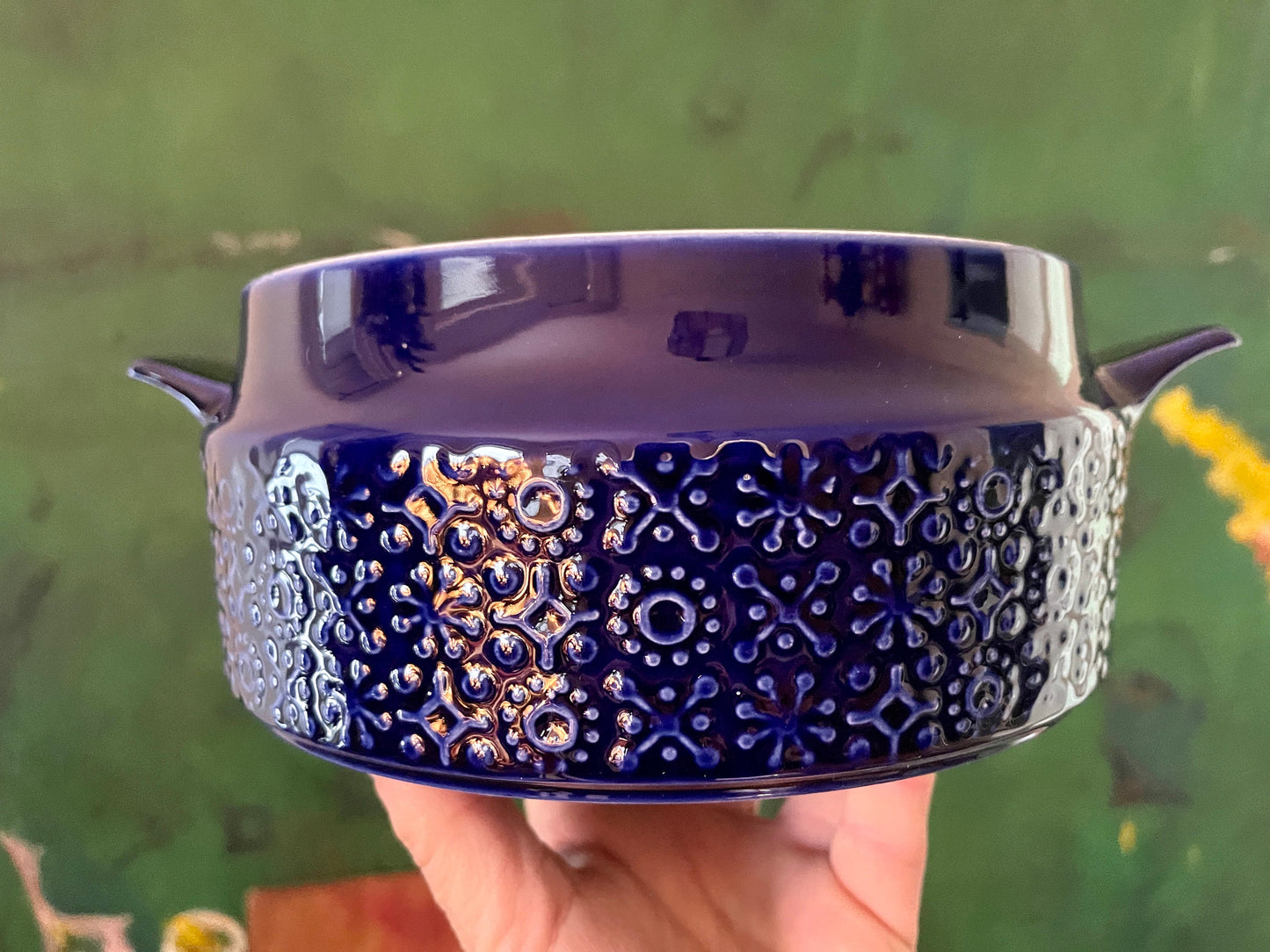 Vintage Deep Blue Irish Ceramic Connemara Casserole  in Celtic