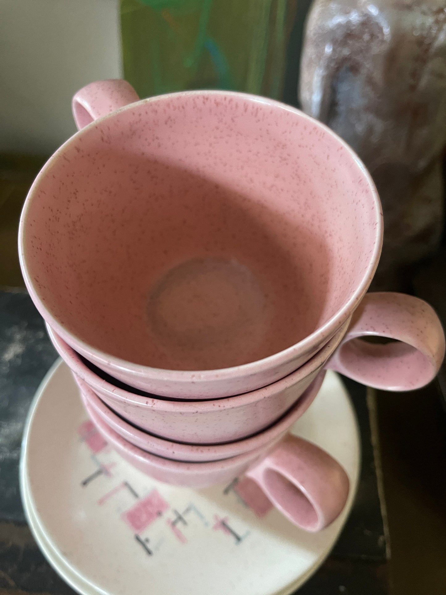 Vintage MCM Pink Coffee Mug by Vernonware in Tickled Pink Pattern