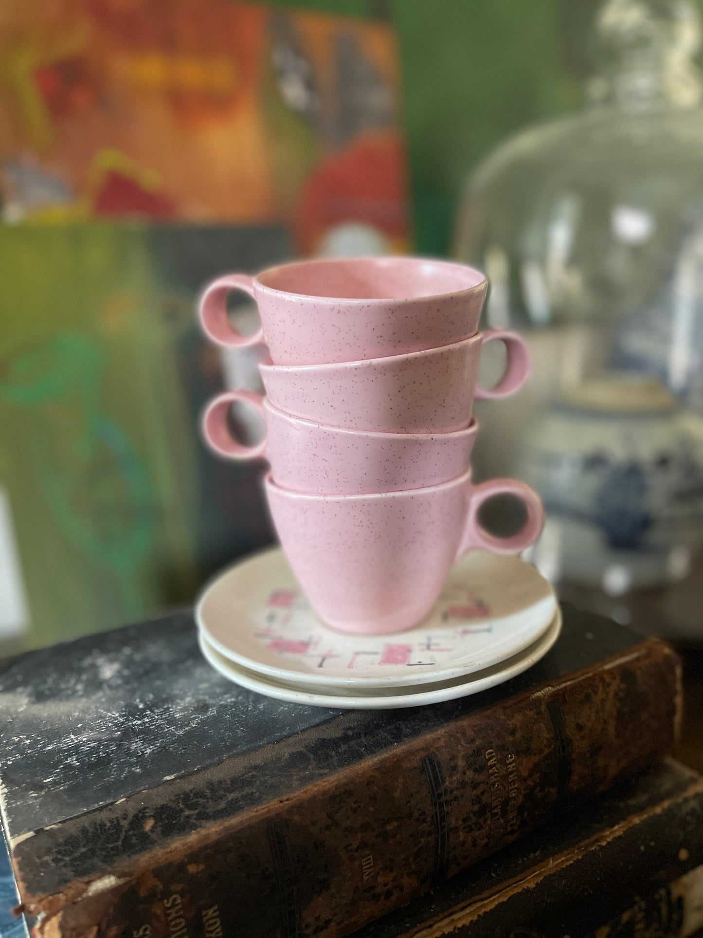 Vintage MCM Pink Coffee Mug by Vernonware in Tickled Pink Pattern