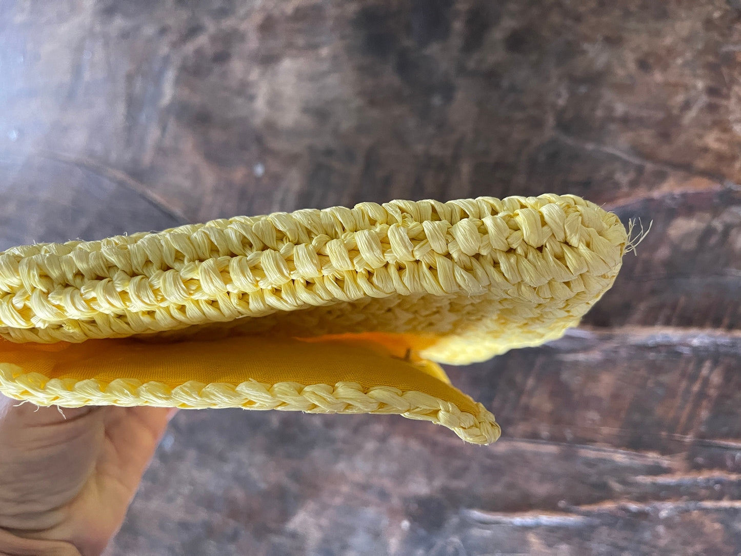 Vintage Italian Yellow Raffia Clutch