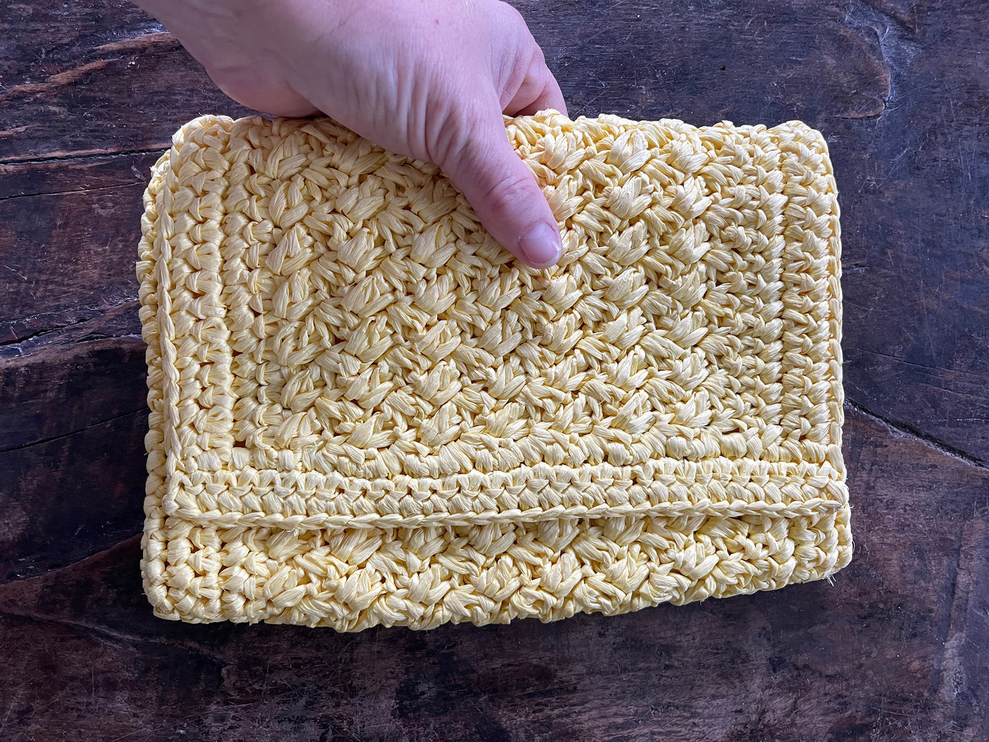 Vintage Italian Yellow Raffia Clutch