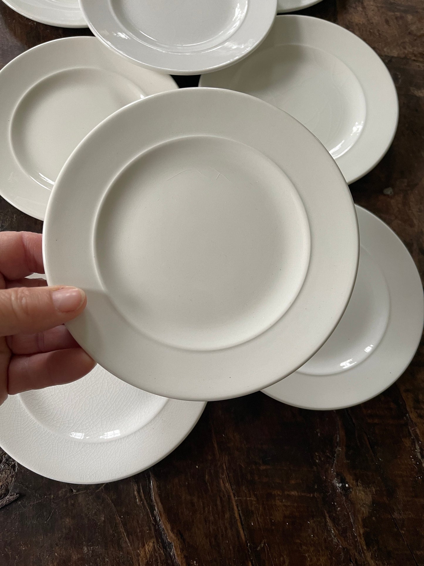 Set of Eight (8) J&G Meakin English White Ironstone 6.25” plates