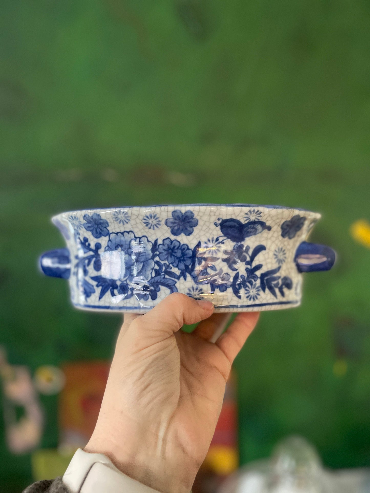 Blue and White Asian Crackle Glaze Small Footbath