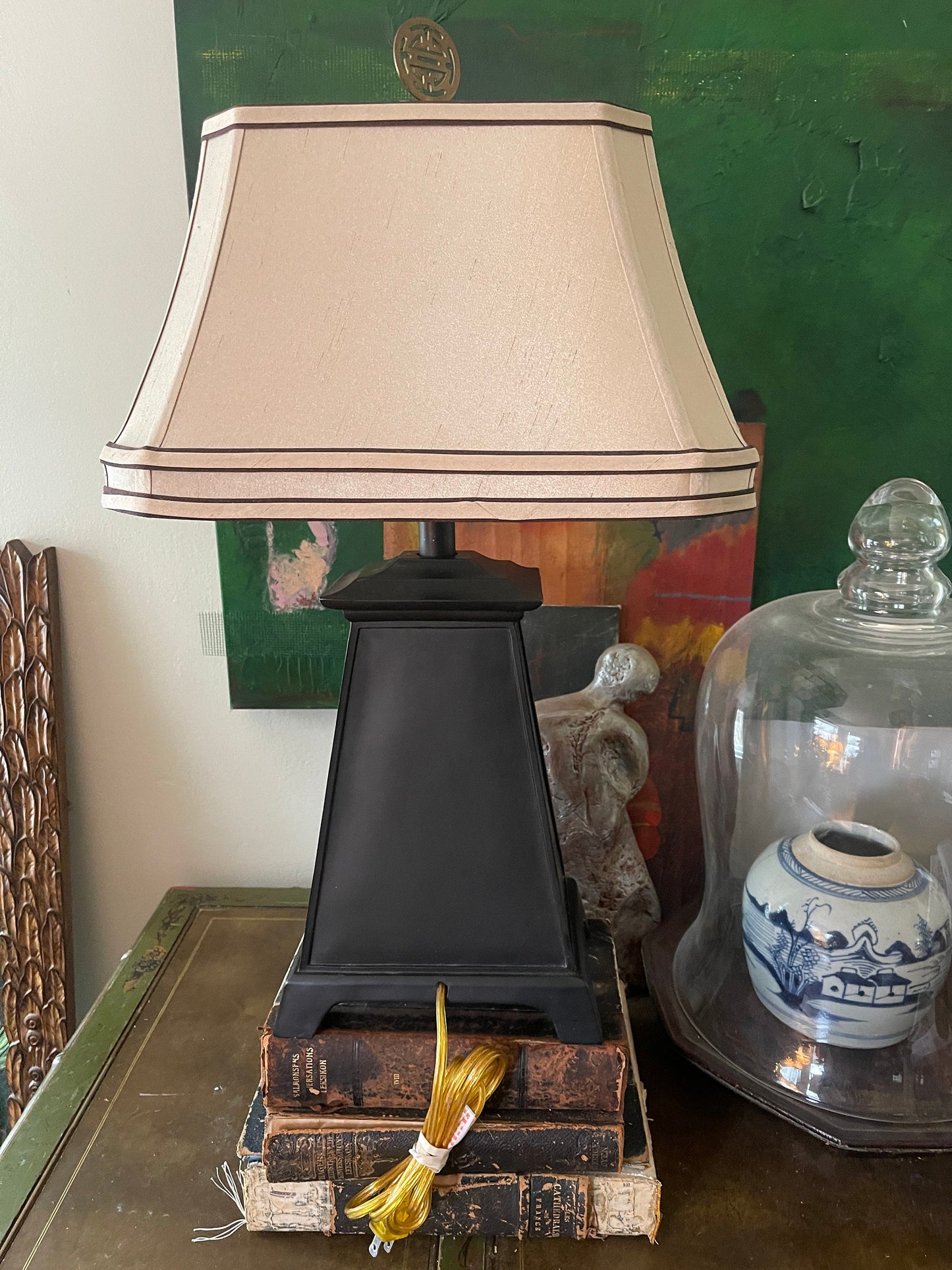 Contemporary Black Chinoiserie Lamp