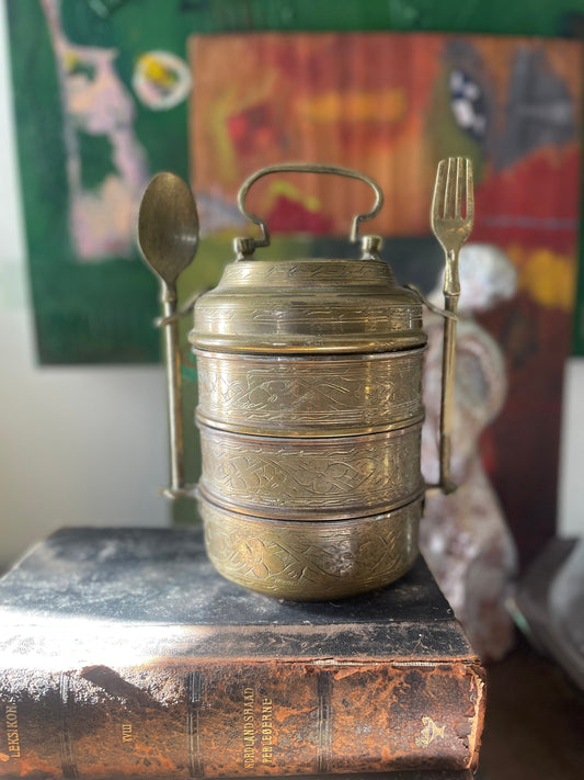 Vintage Brass Asian Lunchbox