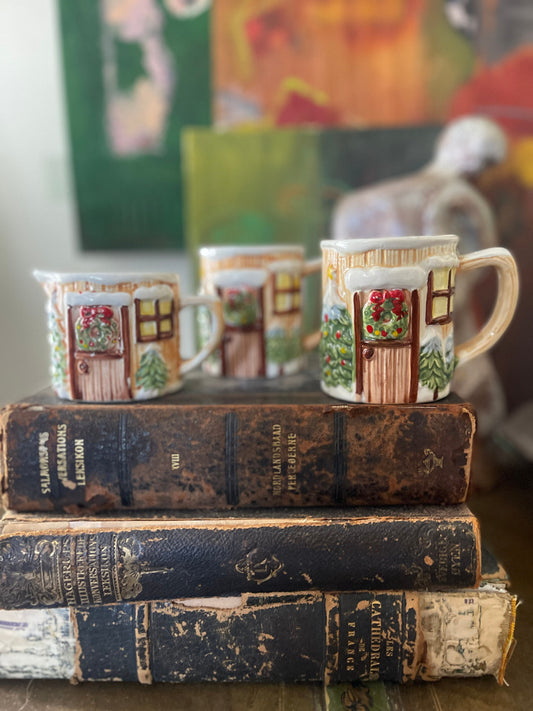 Set of Three Vintage Japanese Christmas Creamer Tea Set