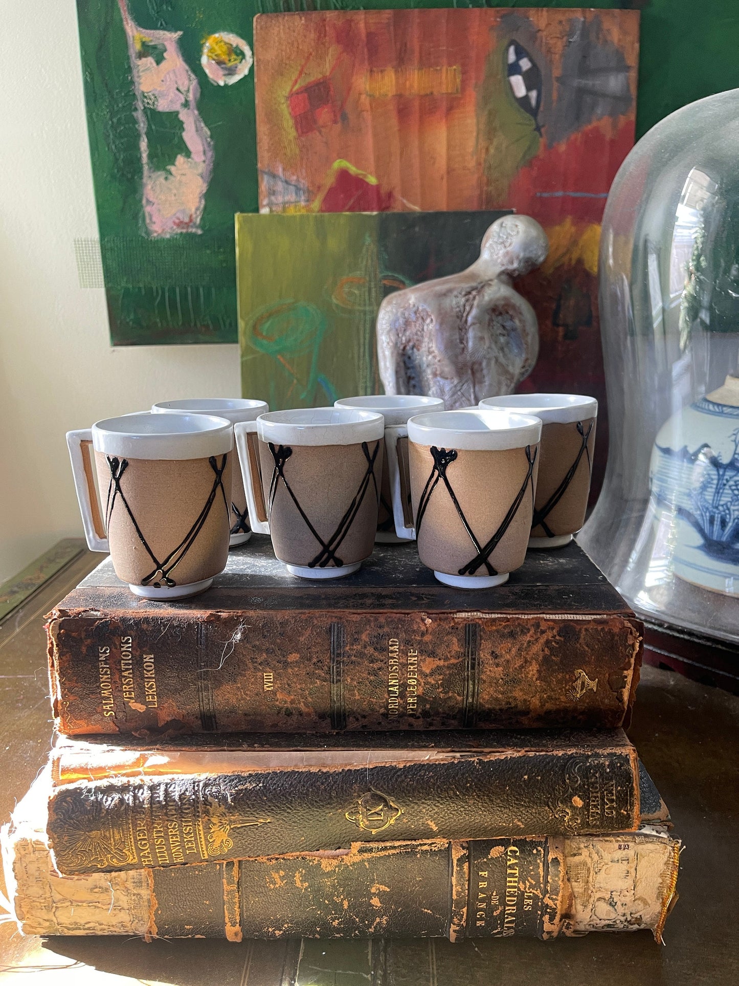 Set of Six (6) Pottery Tea Cups