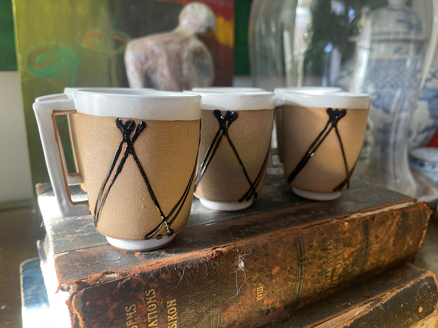 Set of Six (6) Pottery Tea Cups