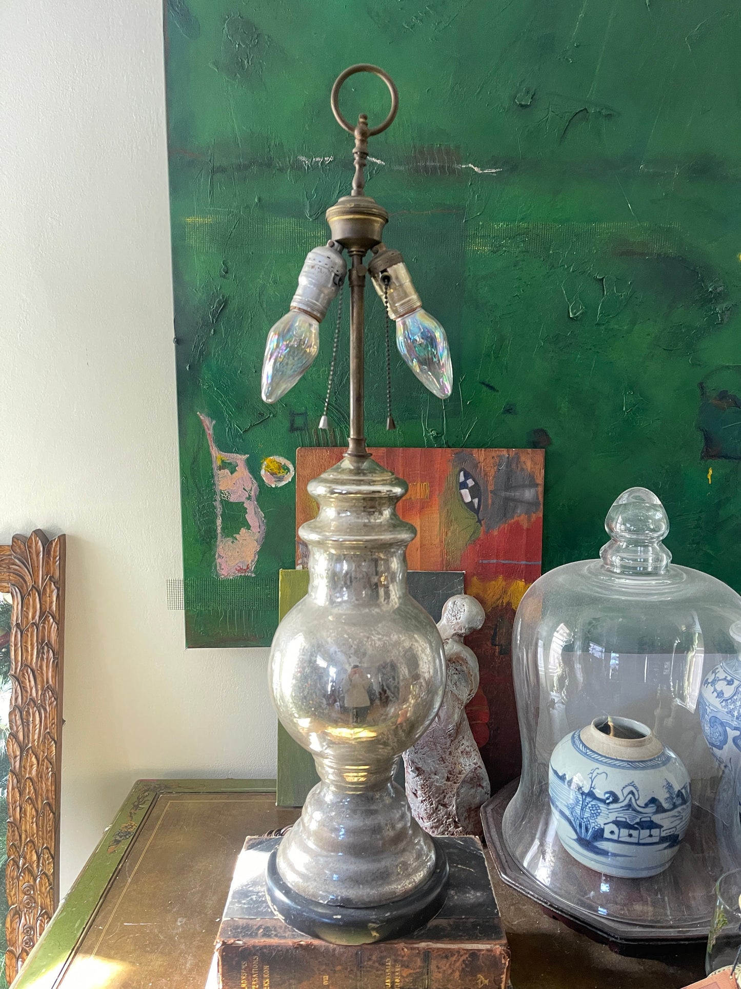 Antique Mercury Glass Table Lamp