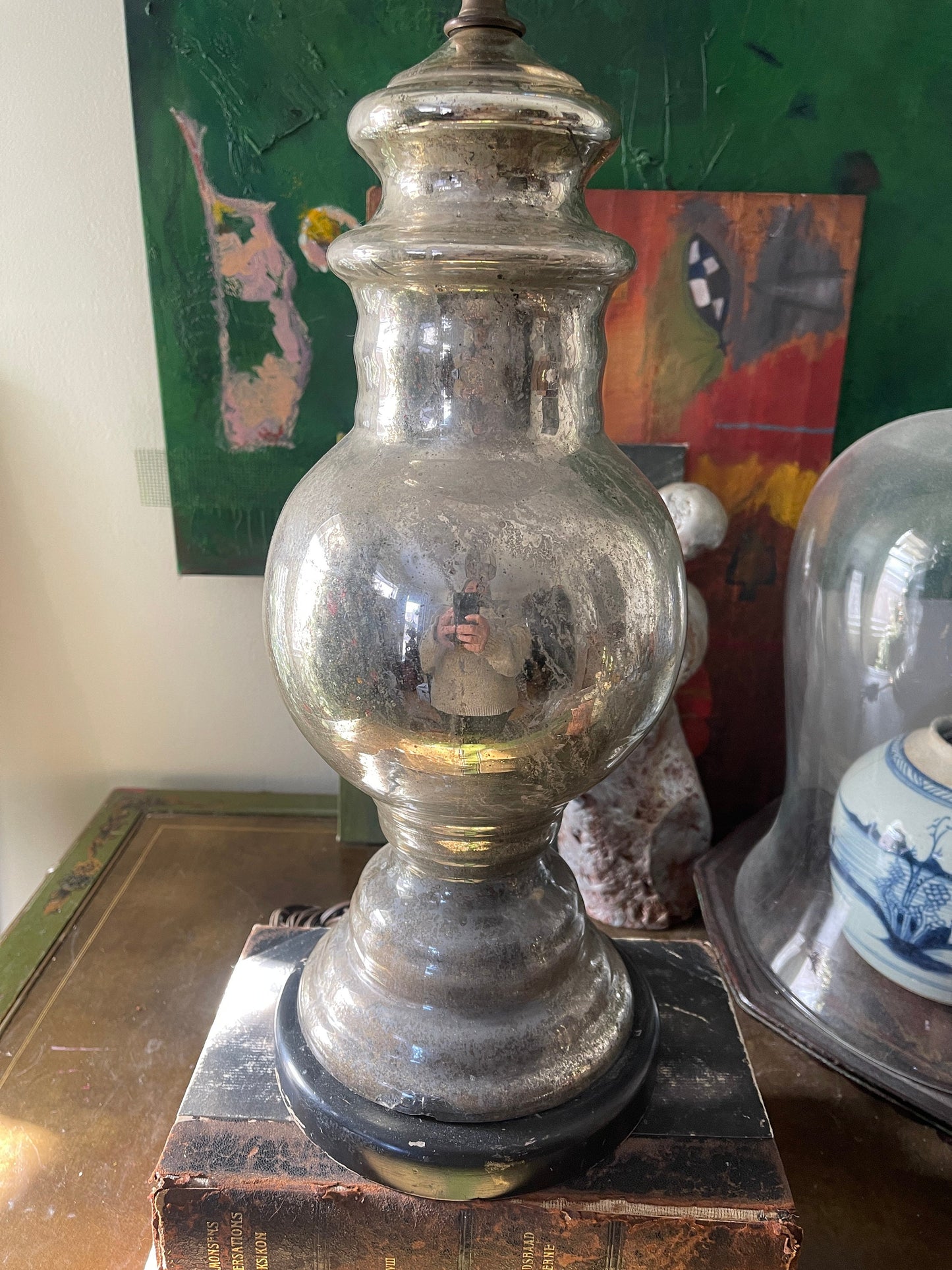 Antique Mercury Glass Table Lamp