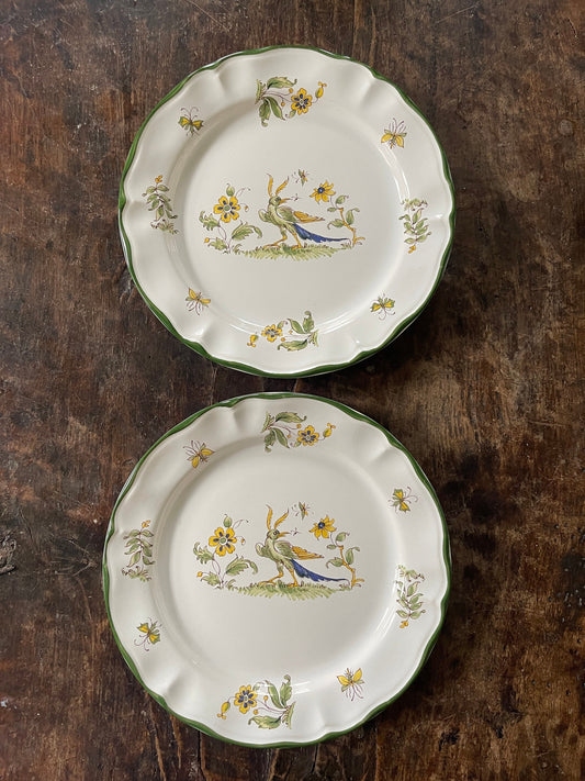 Pair of Vintage French Faience 10.75” Plates