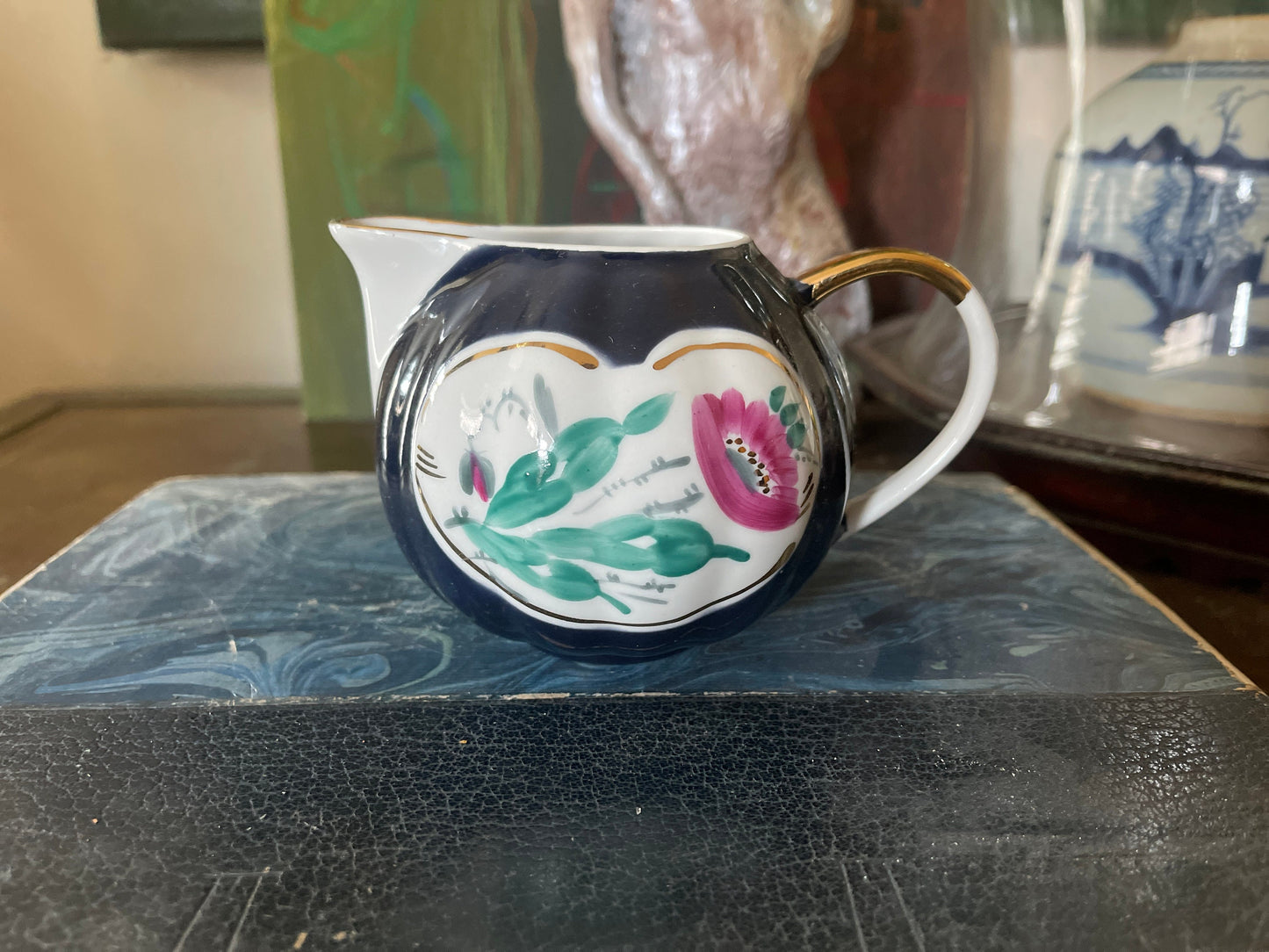 Antique Navy Blue Creamer