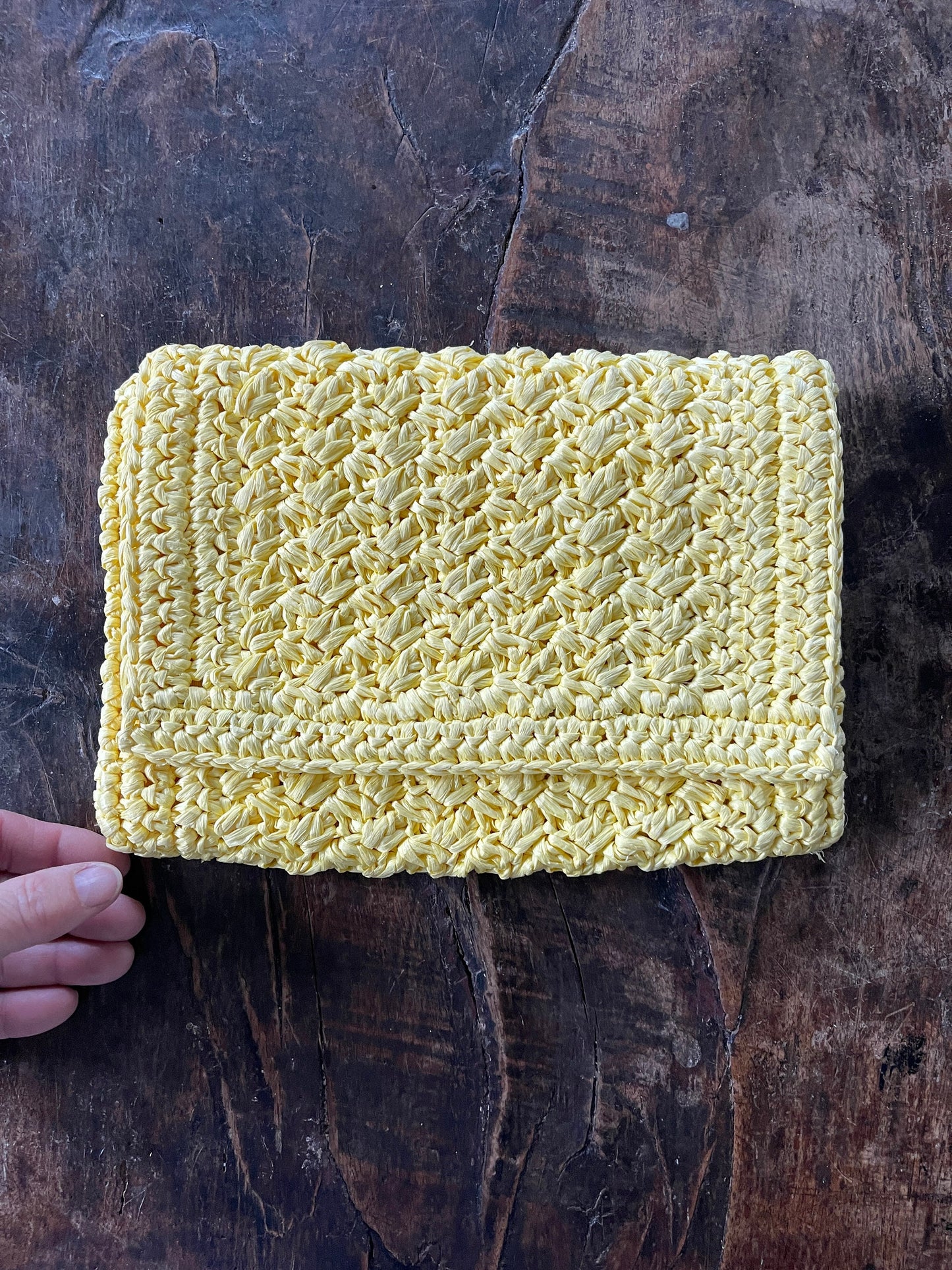 Vintage Italian Yellow Raffia Clutch