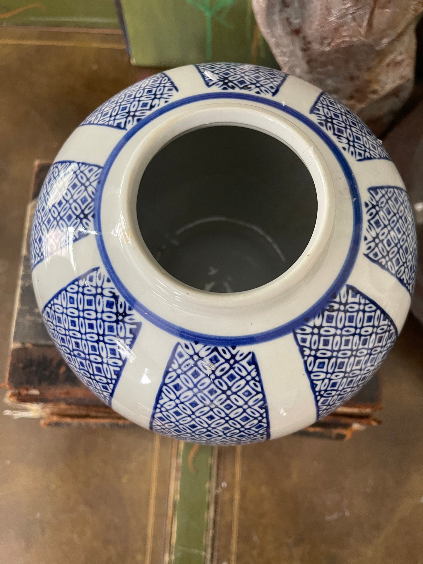 Contemporary Blue and White Asian Ginger Jar