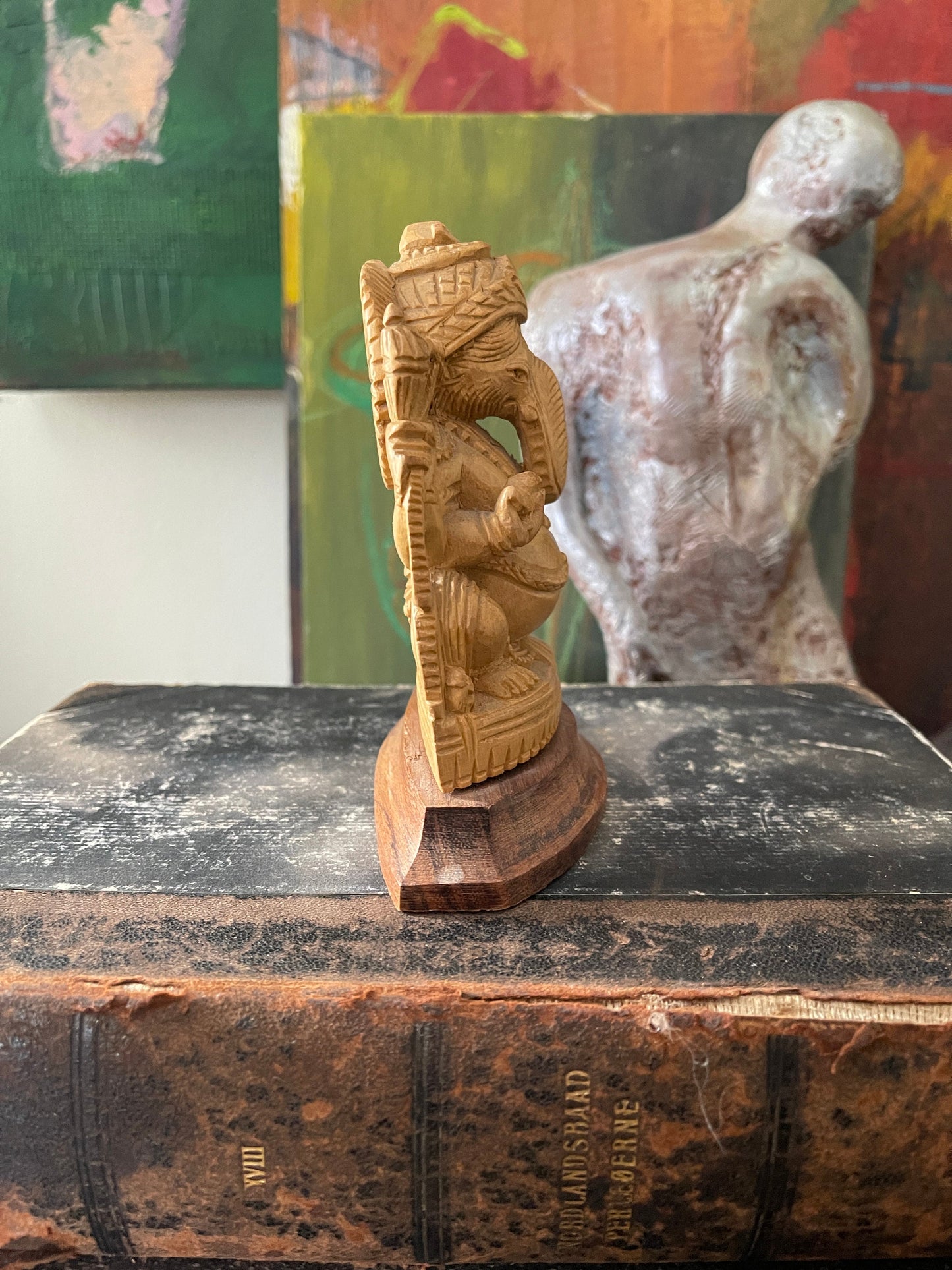 Wood Carved Ganesha Statue