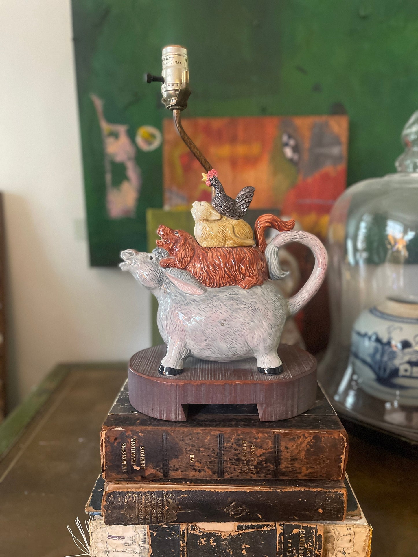 Vintage Frederick Cooper Lamp of Donkey Dog Bunny and Chicken