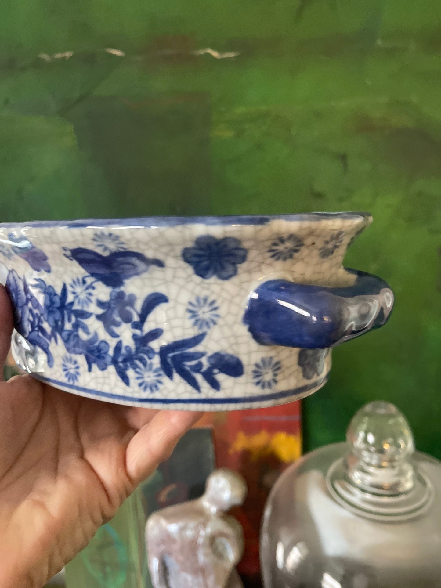 Blue and White Asian Crackle Glaze Small Footbath