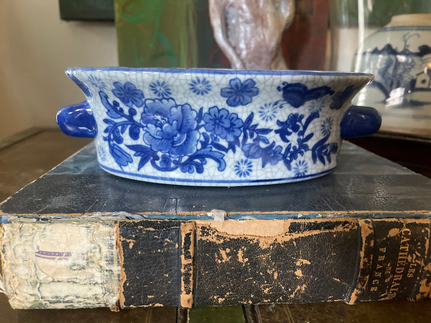 Blue and White Asian Crackle Glaze Small Footbath