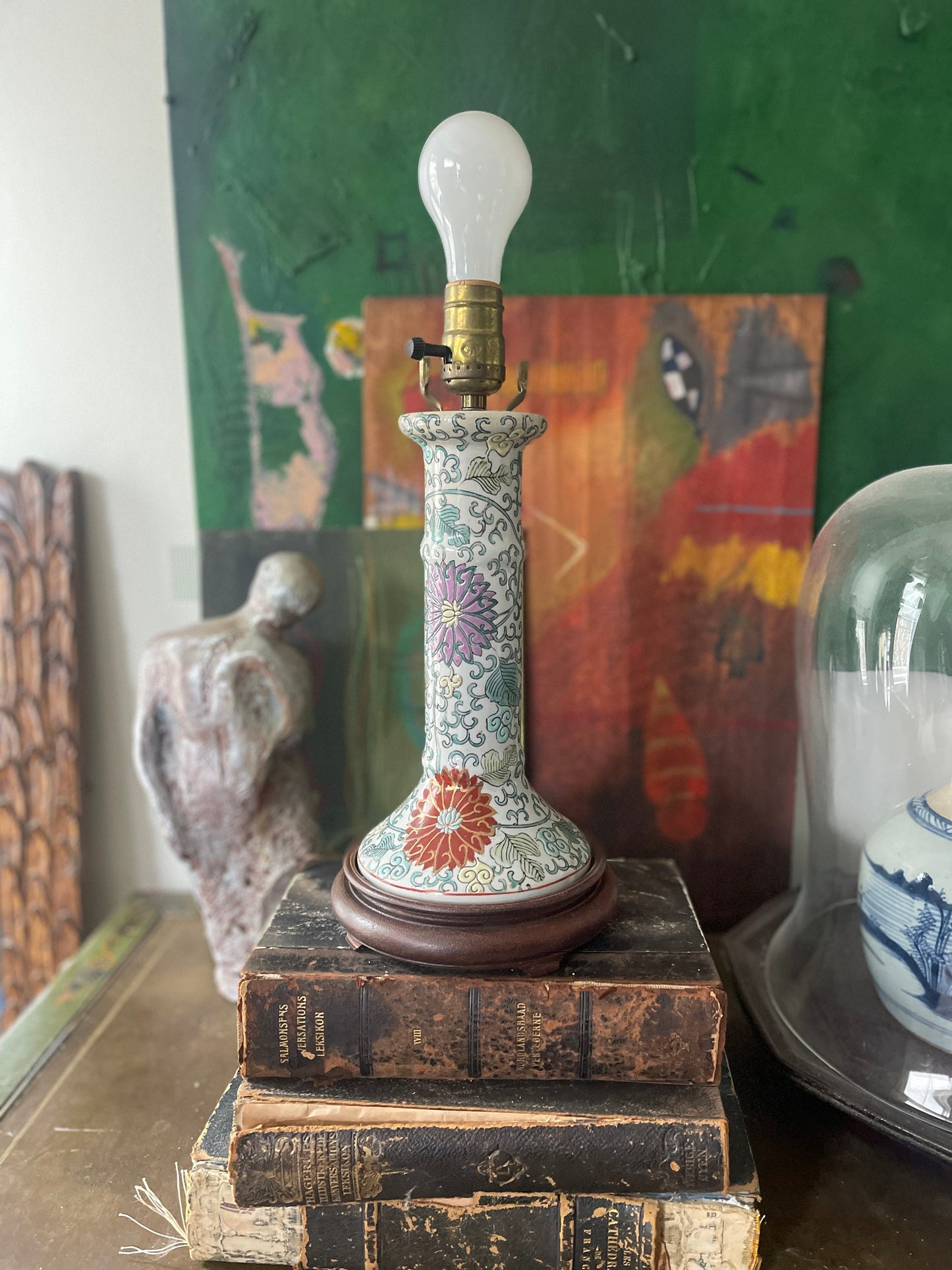 Vintage Ceramic Asian Buffet Lamp