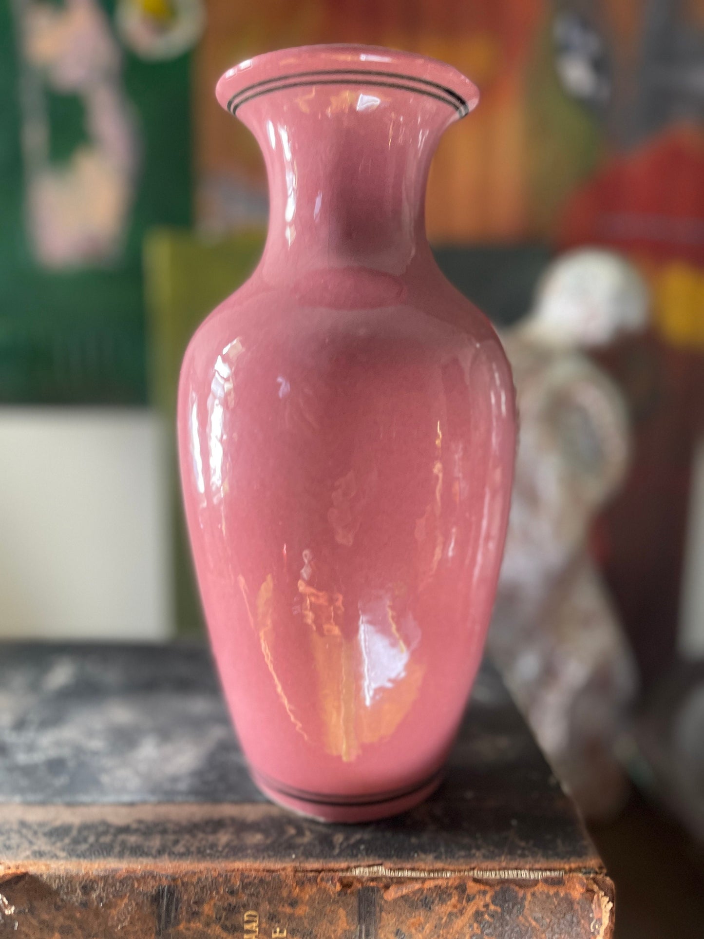 Pink Cherry Blossom Asian 9” Vase