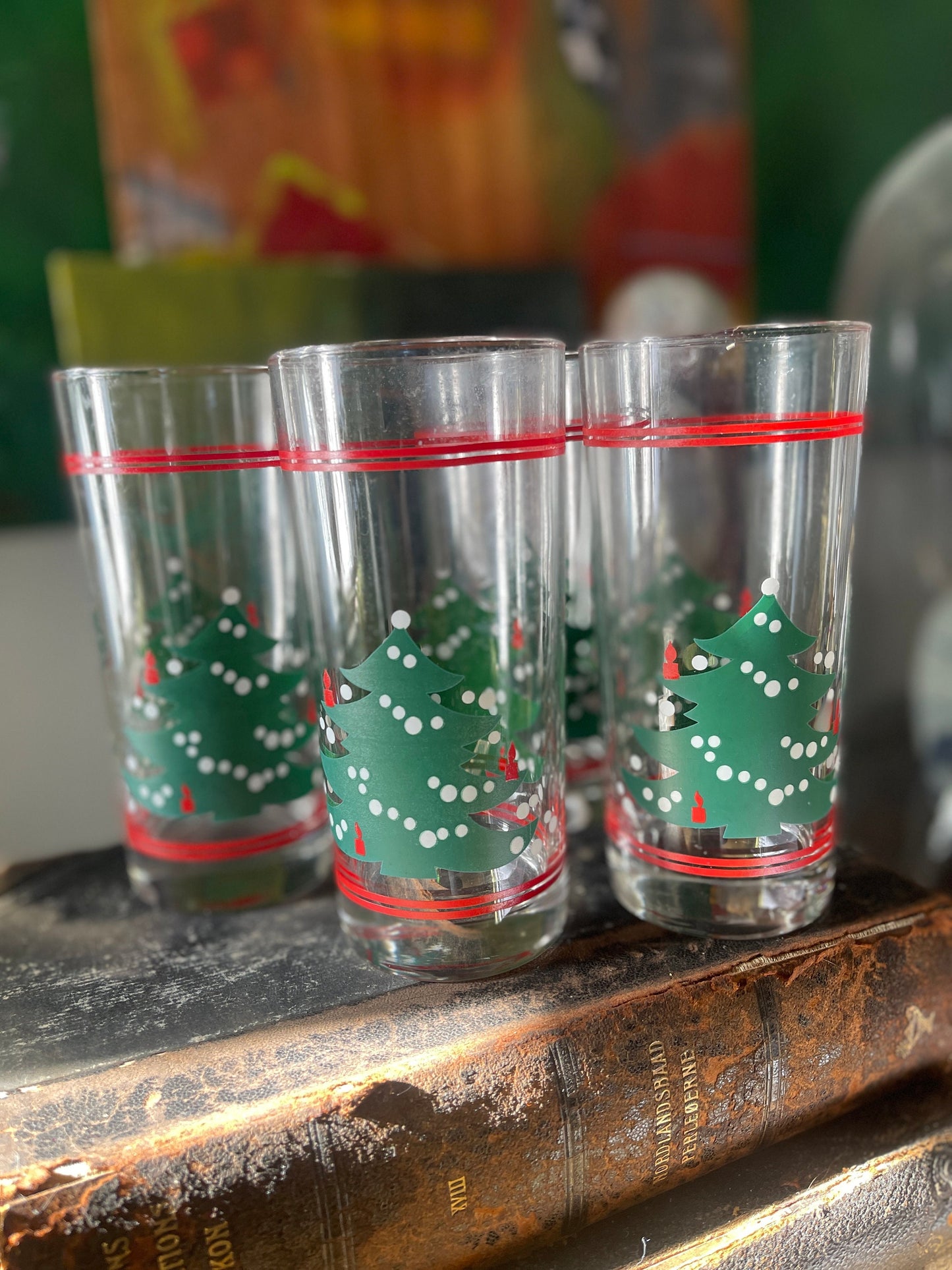 Set of Four (4) Waechterbach German Christmas Tree Drinking Glasses