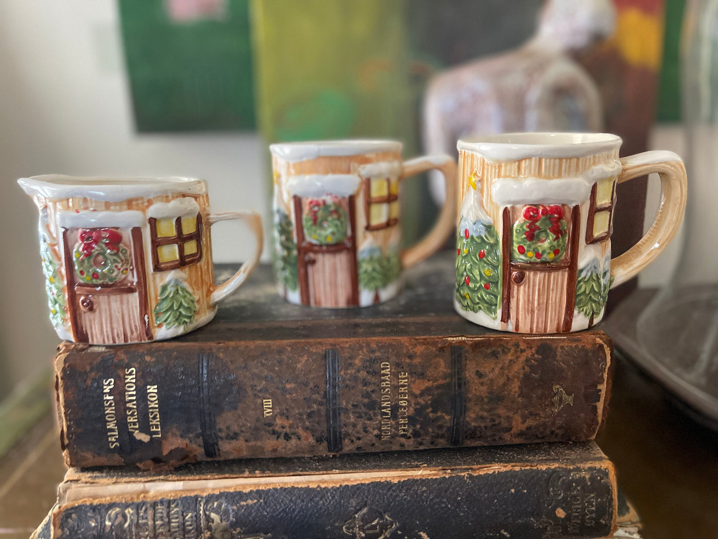 Set of Three Vintage Japanese Christmas Creamer Tea Set