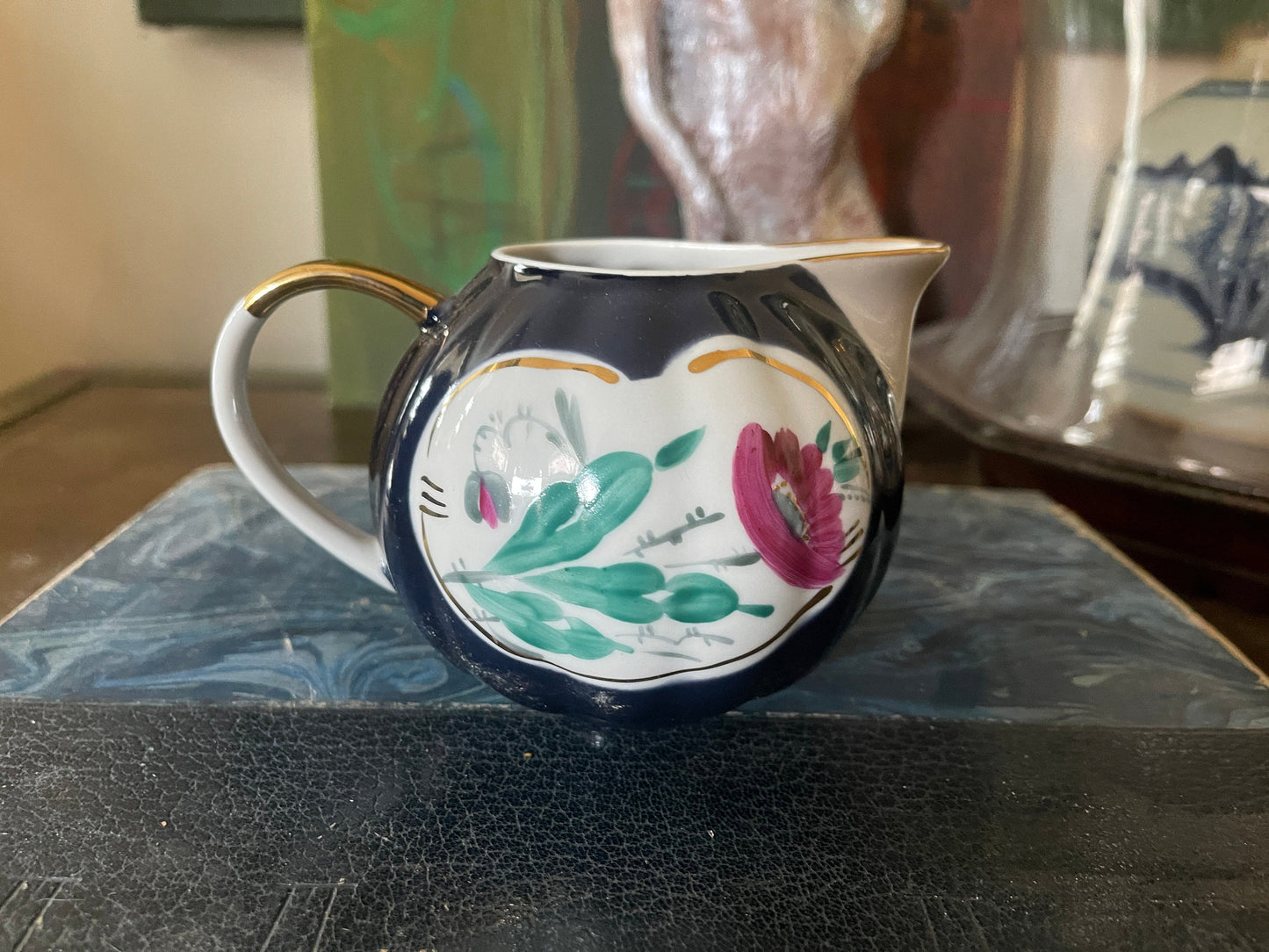 Antique Navy Blue Creamer