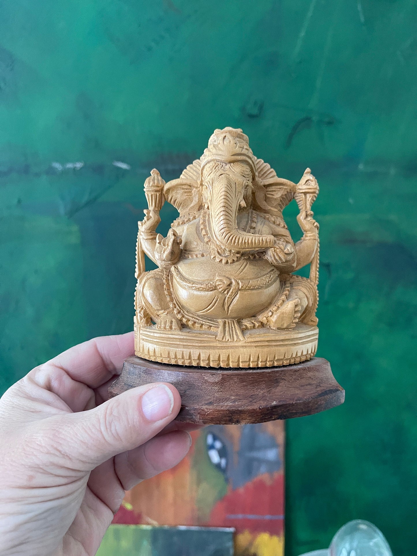 Wood Carved Ganesha Statue