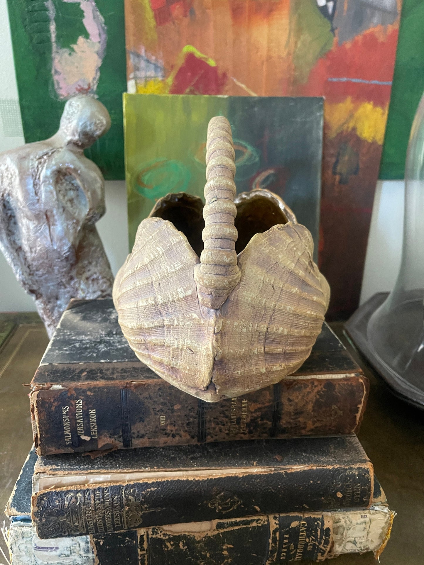 1970s Ceramic Seashell pottery Ceramic Basket