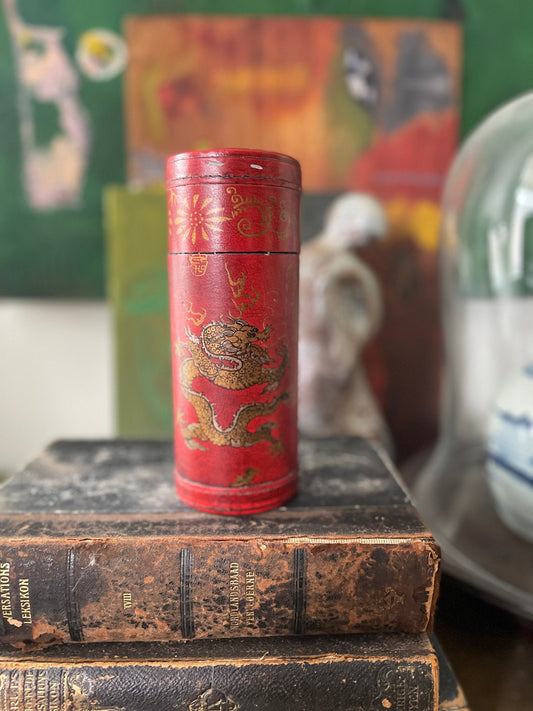 Vintage Chinese Fortune Sticks Red Case with Dragon