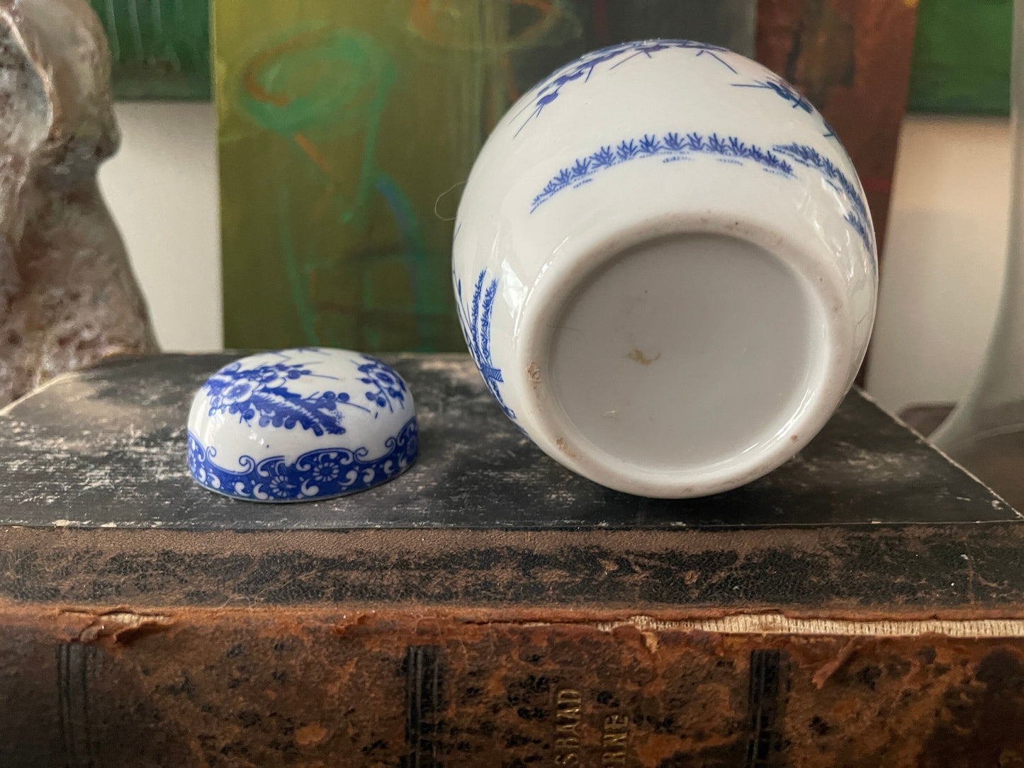 Vintage Blue and White Cherry Blossom Ginger Jar