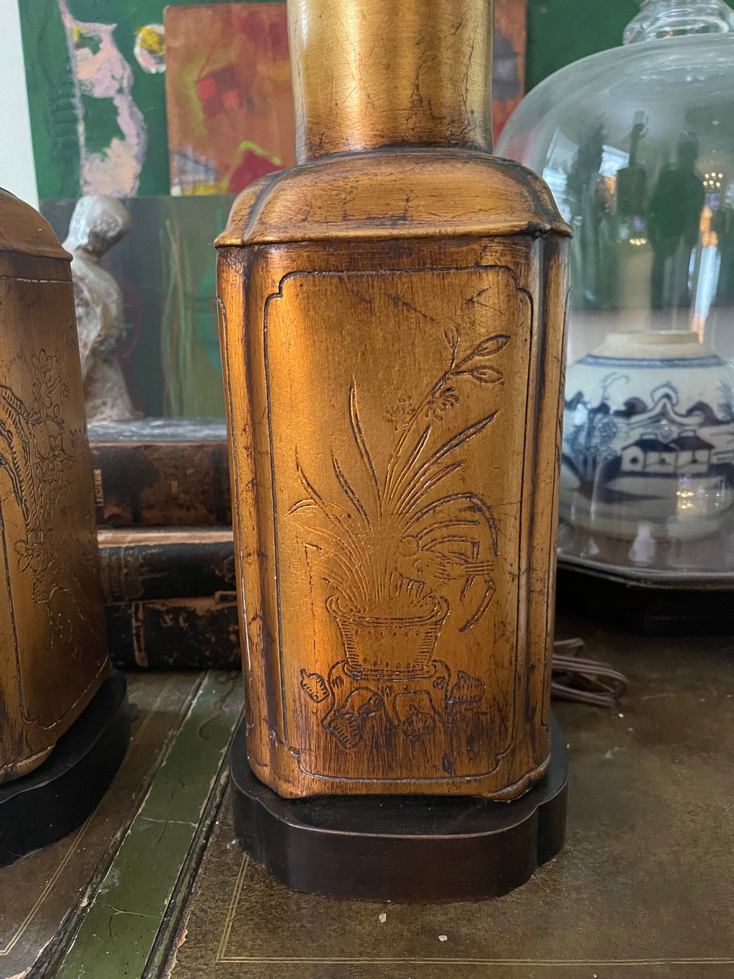 Pair of Gold Gilt Chinoiserie Frederick Cooper Lamps