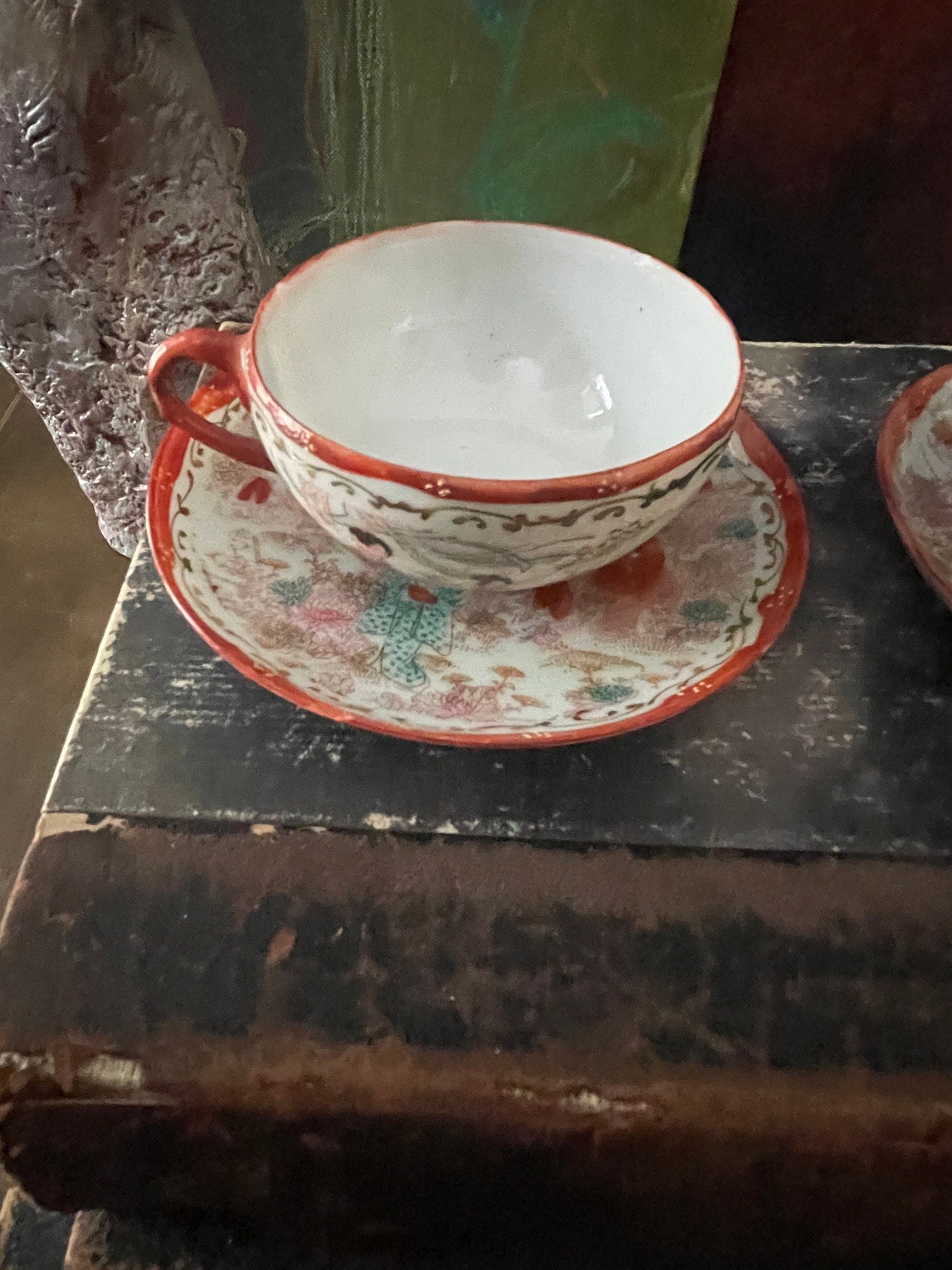 Vintage Set of Two (2) Asian Teacups and Saucers