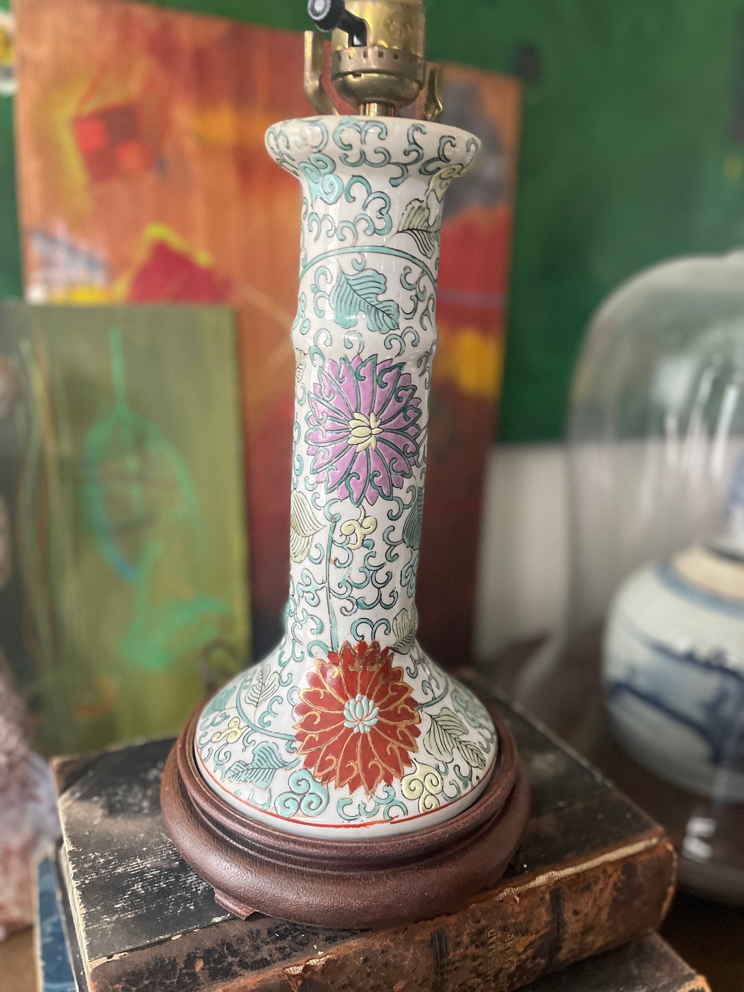 Vintage Ceramic Asian Buffet Lamp