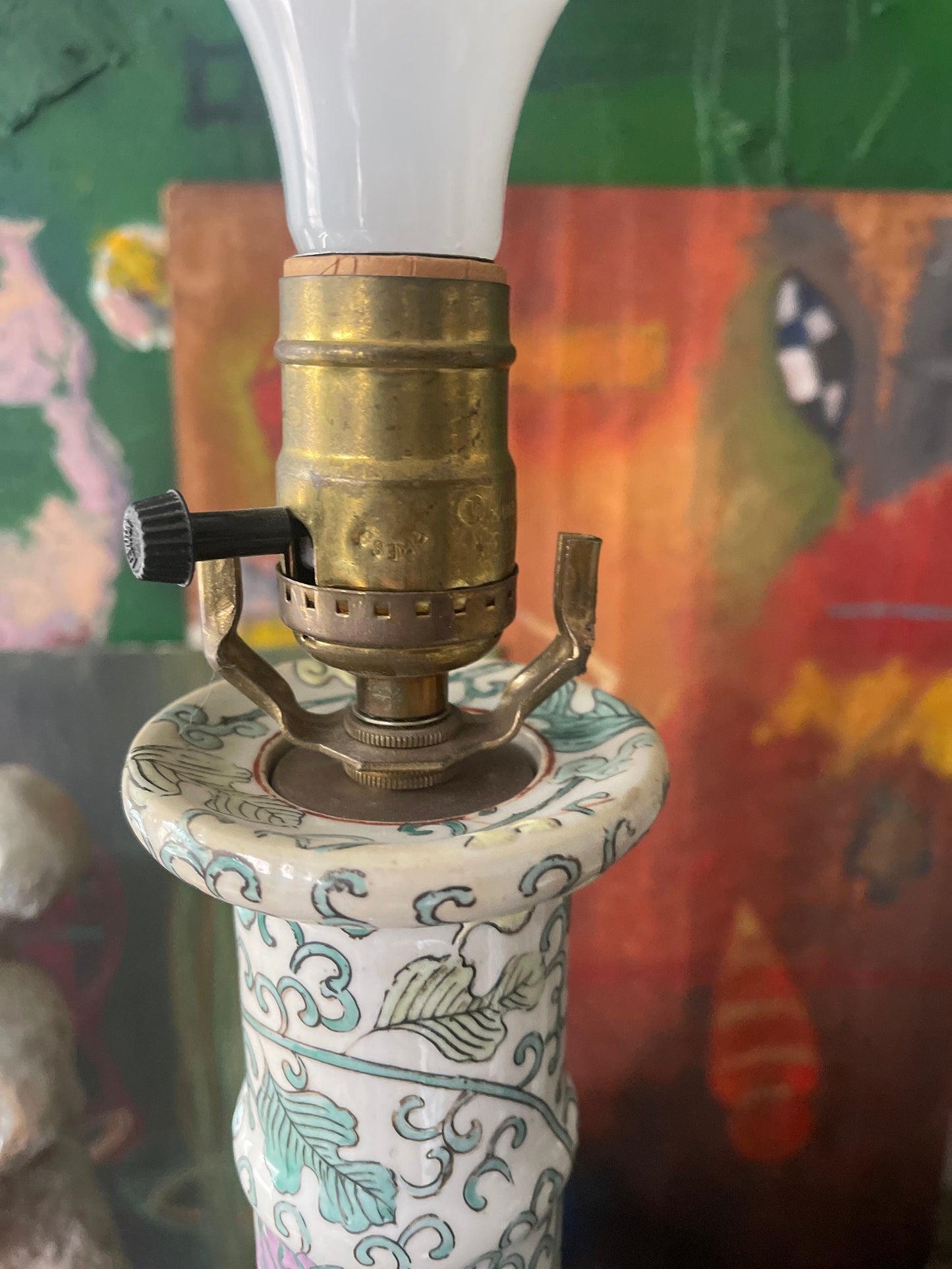 Vintage Ceramic Asian Buffet Lamp