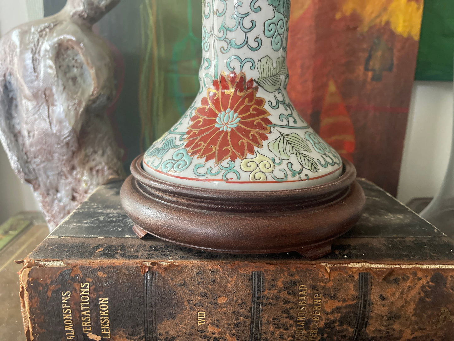 Vintage Ceramic Asian Buffet Lamp