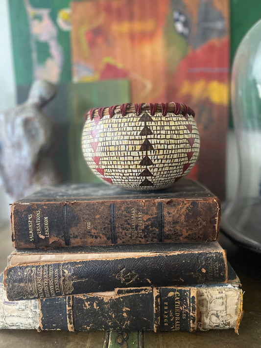 Washo Indian Basket Painted Gourd