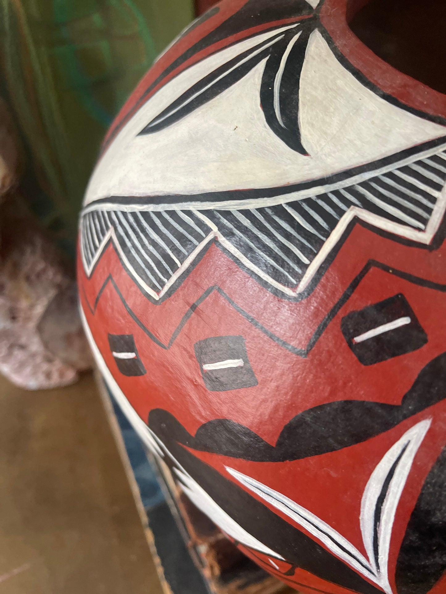 Vintage Painted Gourd Native American Pottery Style