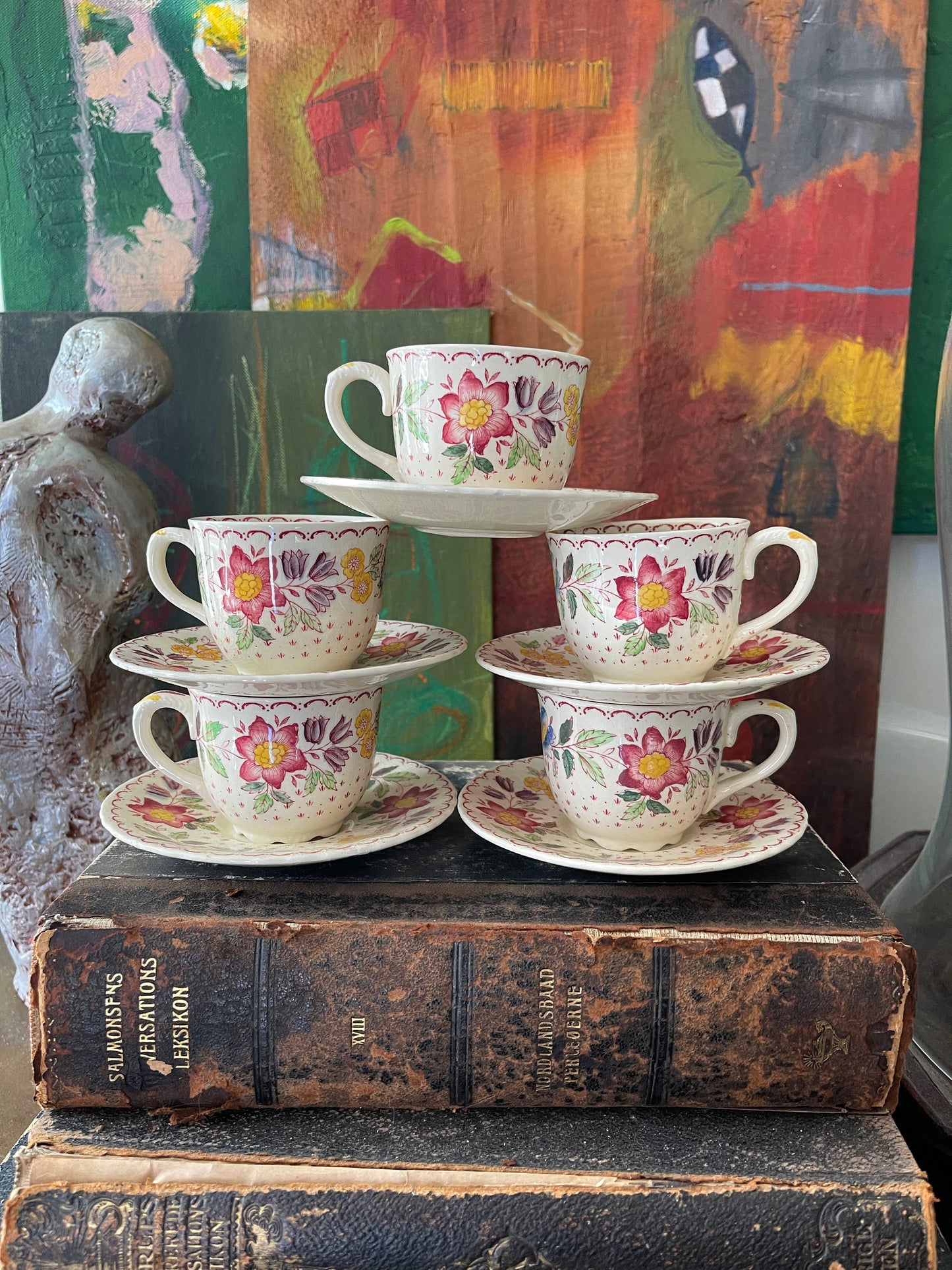 Set of Five (5) Vintage Mason’s English Demitasse and Saucers