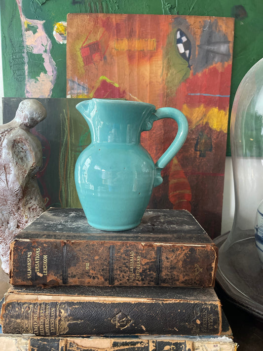 Turquoise Glazed Sanford Cole Pottery Pitcher