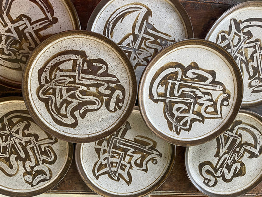 Set of Eight (8) MCM Danish Abstract Pottery Plates