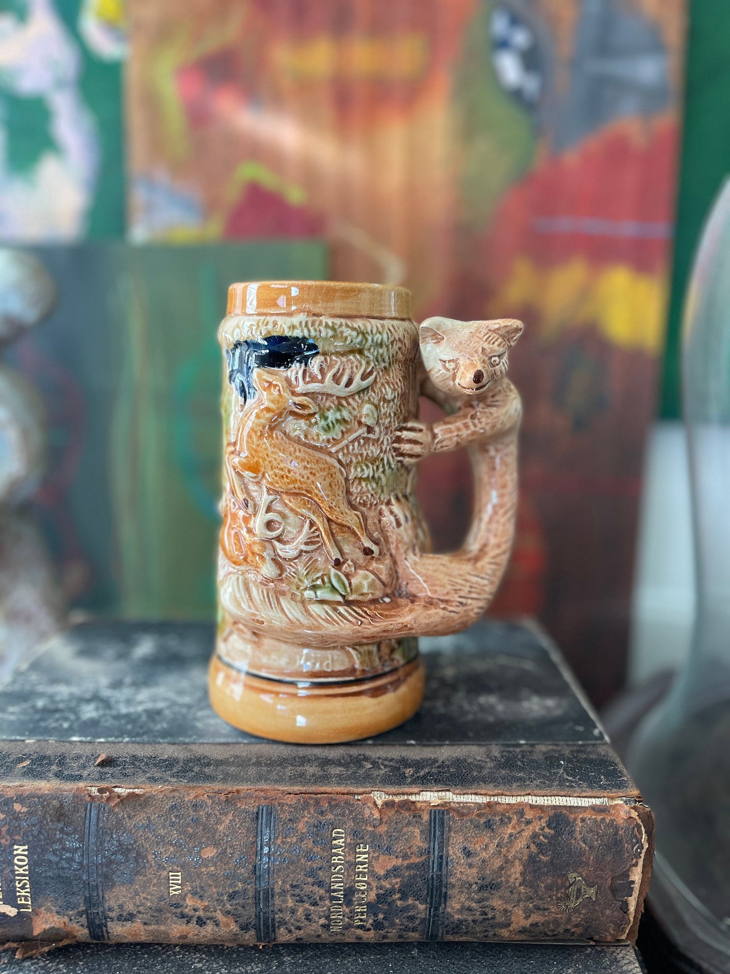 Vintage Japanese Fox Beer Stein